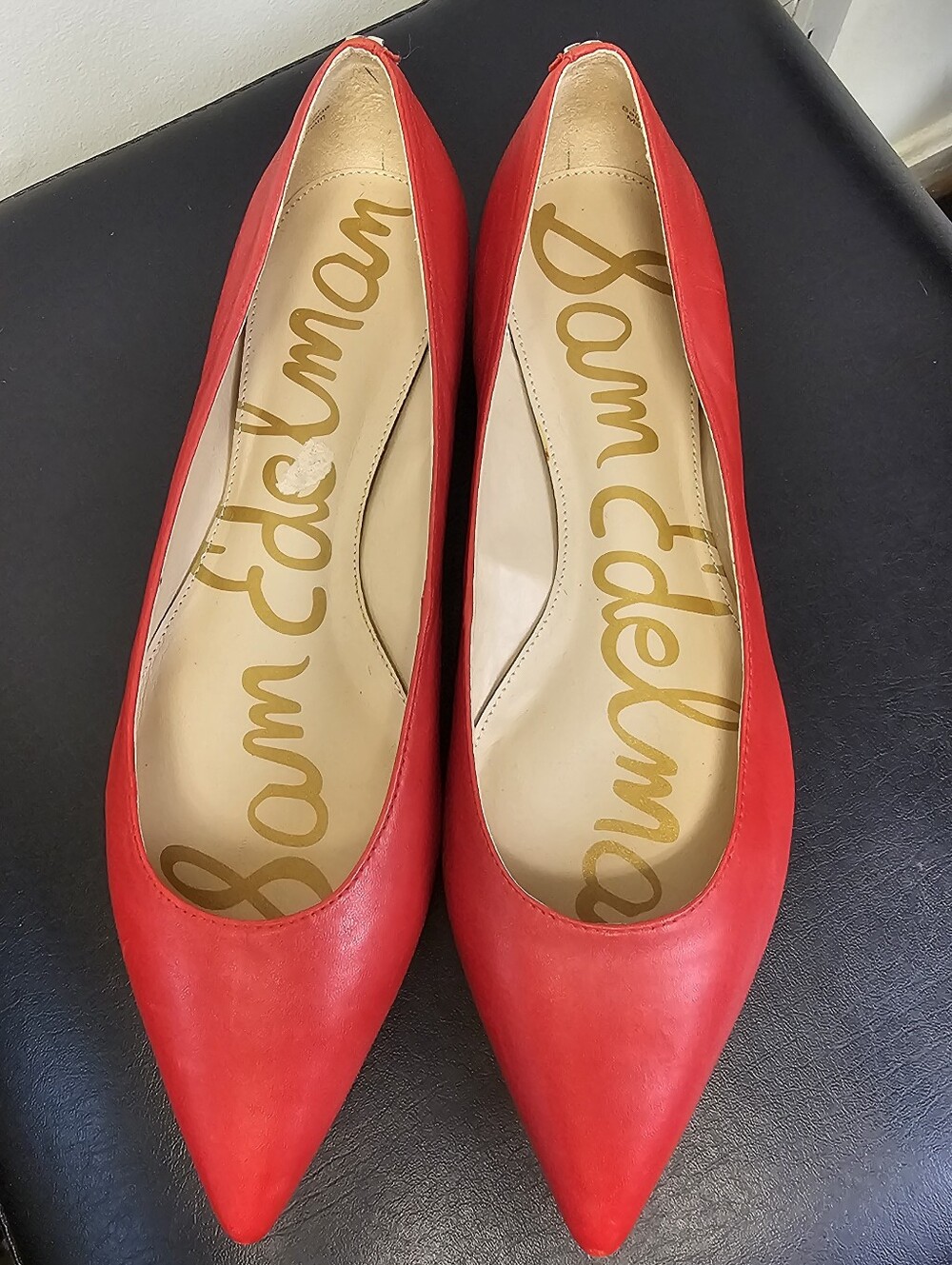 Sam Edelman Sally Pointed Toe Red Leather Flats Size 9